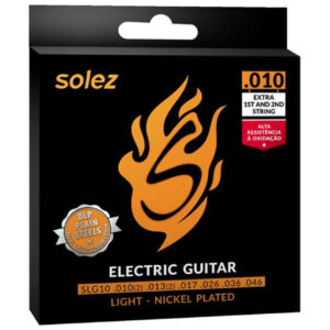 Encordoamento Solez SLG10 | Guitarra 6 Cordas | .010 - .046 | 1a e 2a Extras