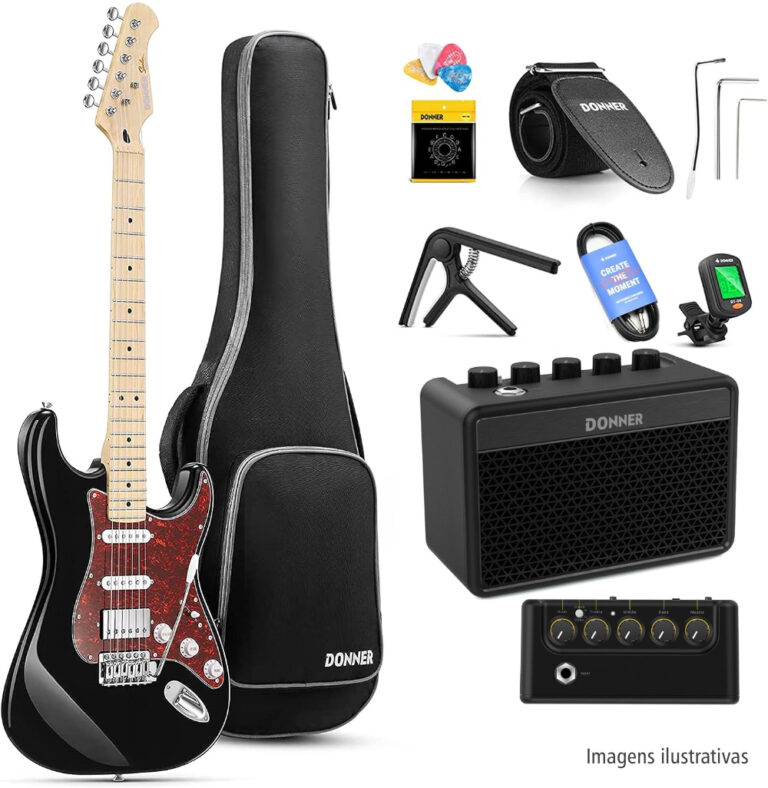 Kit Guitarra Donner DST-152 PBK | MiniAmp + Acessórios