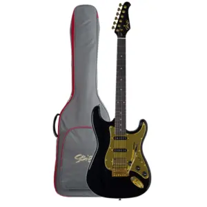 Guitarra Seizi Vintage Budokan Black Gold Mirrored