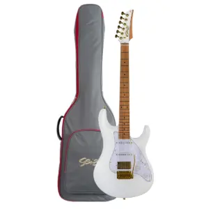 Guitarra Seizi Katana Ghost Gold Pearl White | HSS | Bag